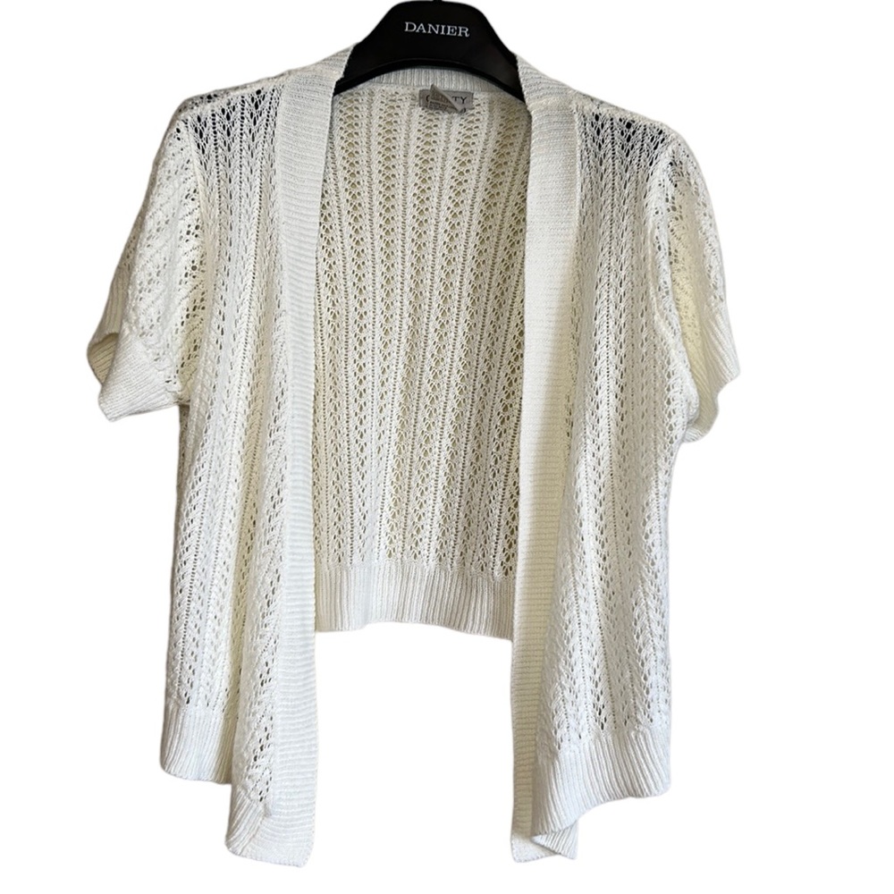 Lightweight Open-Front Ivory Knit Cardigan